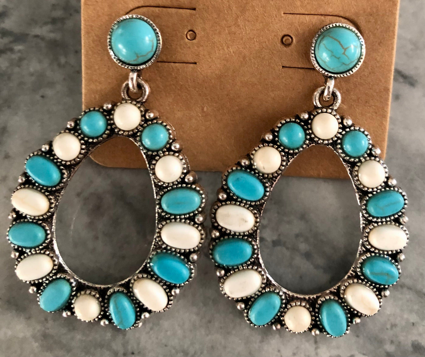 Turquoise and bone earrings