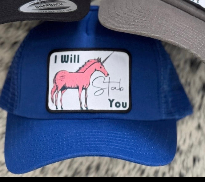 “I will stab you” unicorn hat