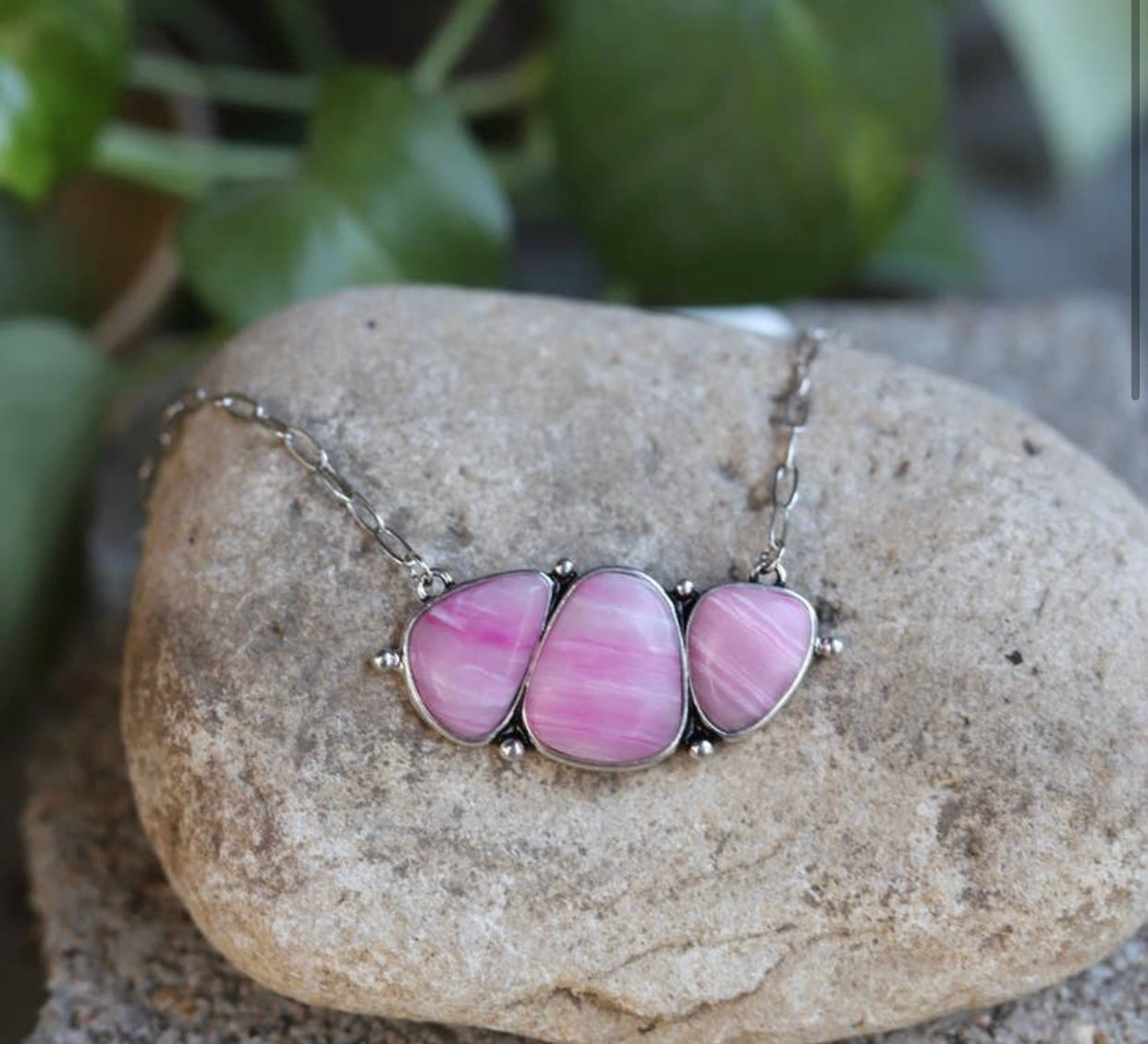 Pink stone necklace