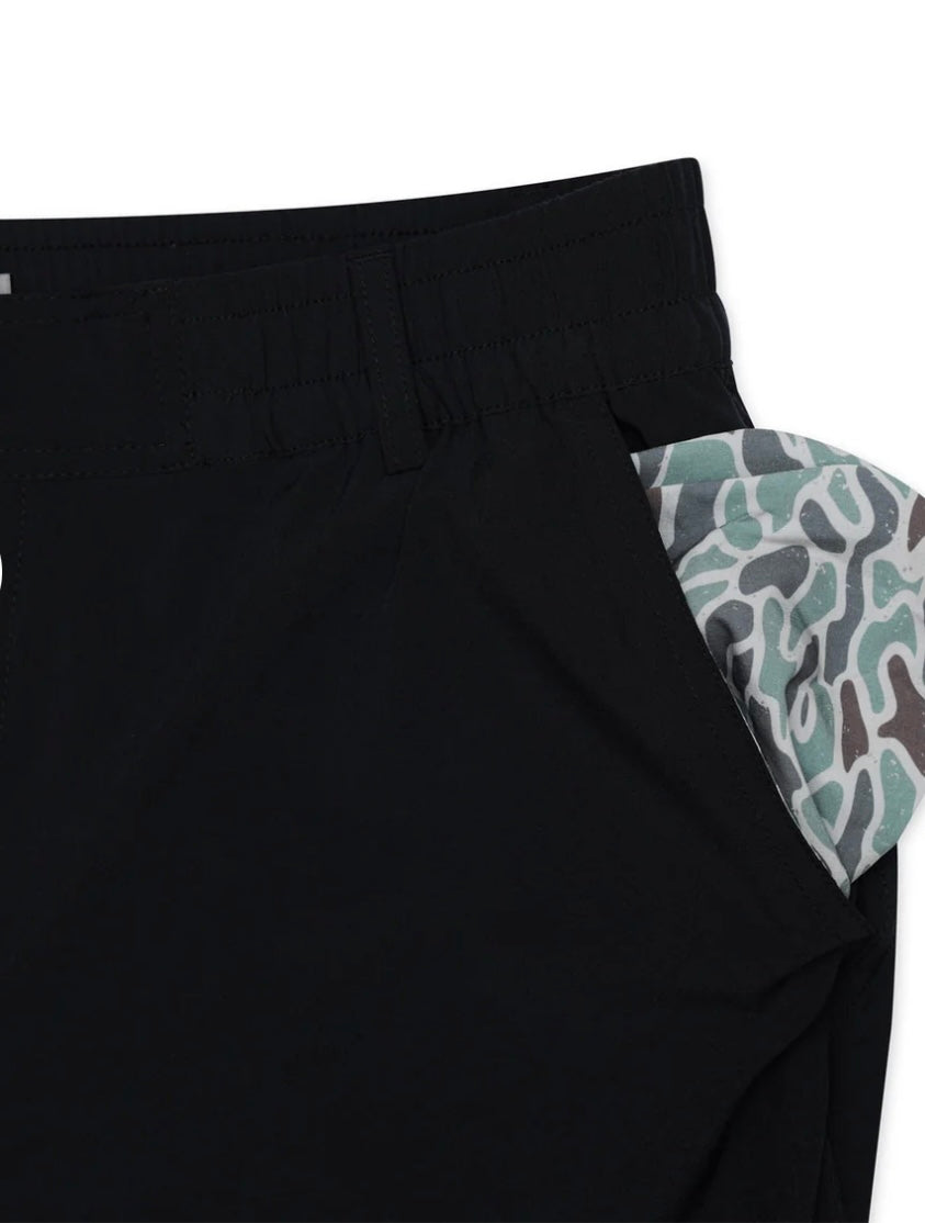 Burlebo Everyday Shorts-Matte black w retro duck camo pocket
