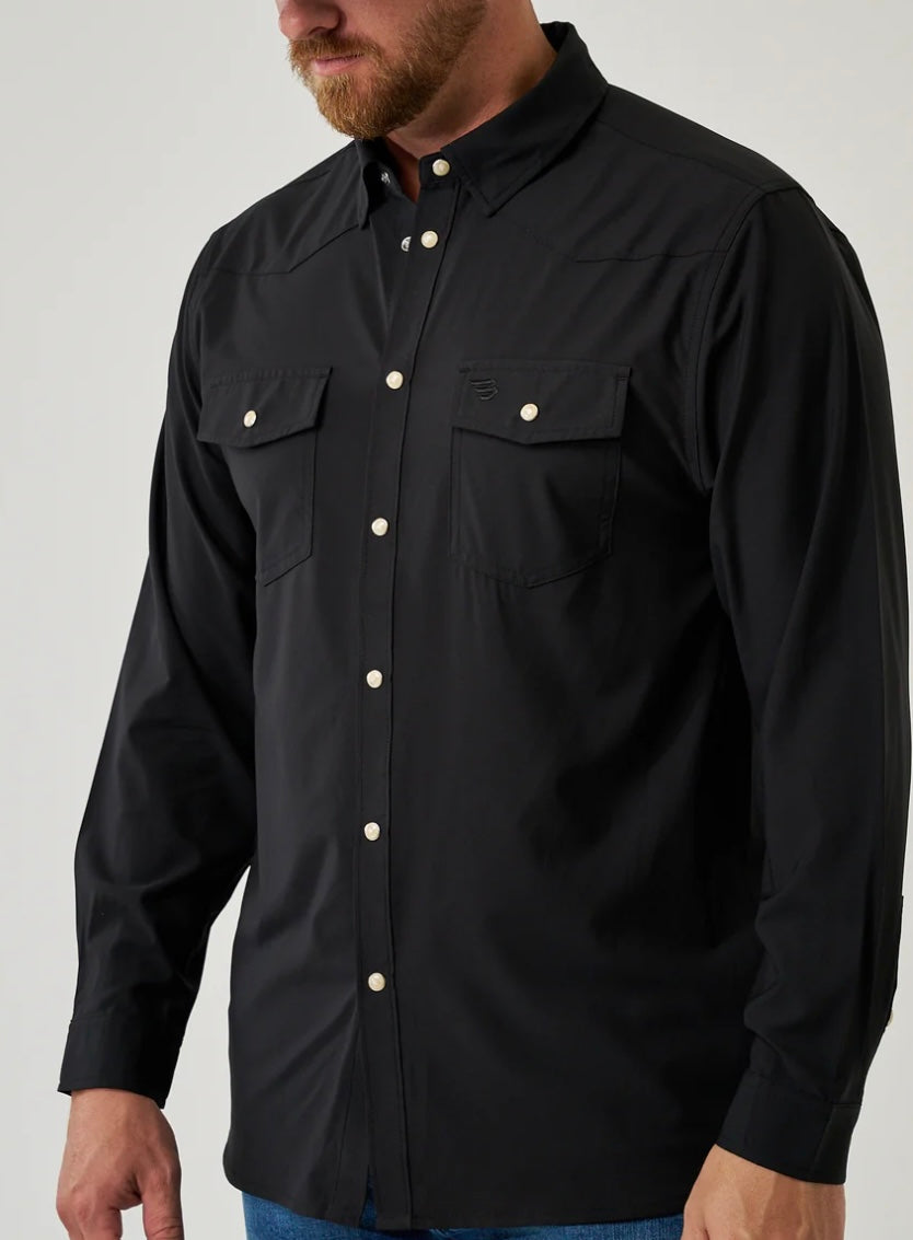 Burlebo Performance Western Shirt-Black Long Sleeve