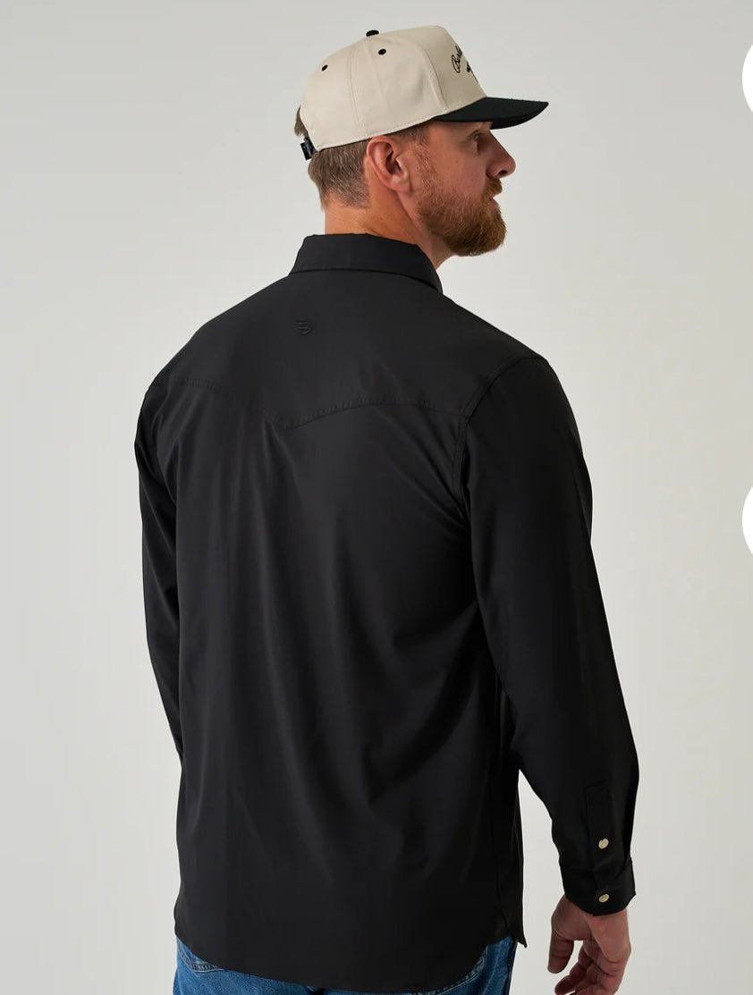 Burlebo Performance Western Shirt-Black Long Sleeve