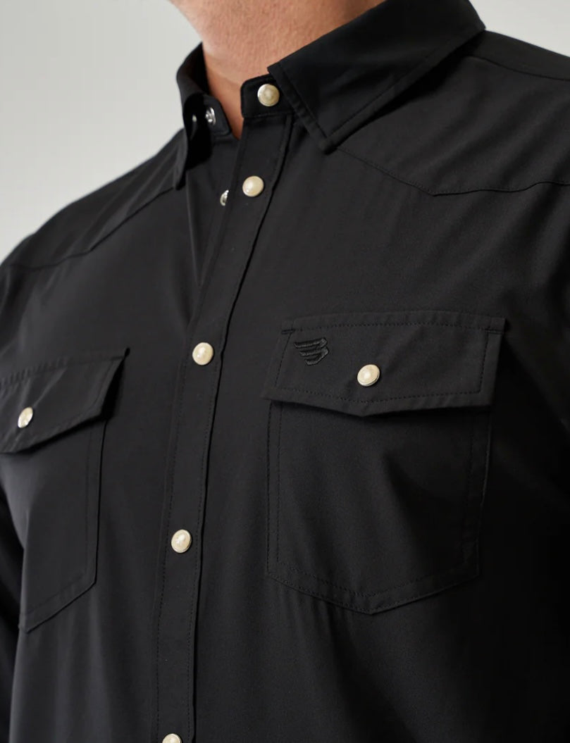 Burlebo Performance Western Shirt-Black Long Sleeve