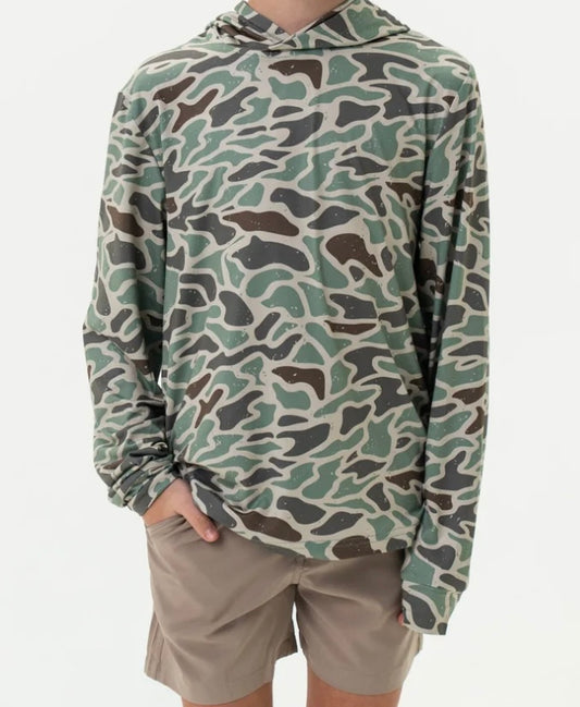 Youth Burlebo retro duck camo performance hoodie