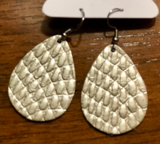 Small silver python drop earrings 1.5”