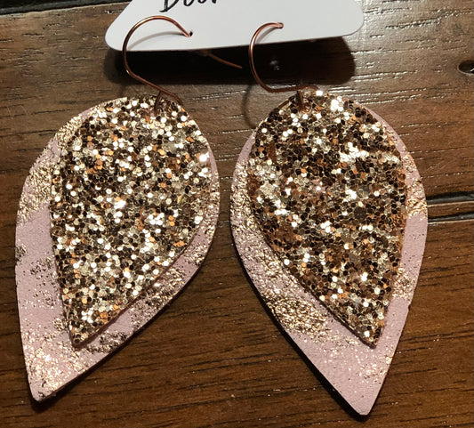 Rose gold glitter earrings