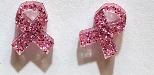 Breast cancer ribbon studs