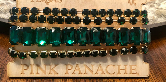 4 strand emerald rhinestone bracelet