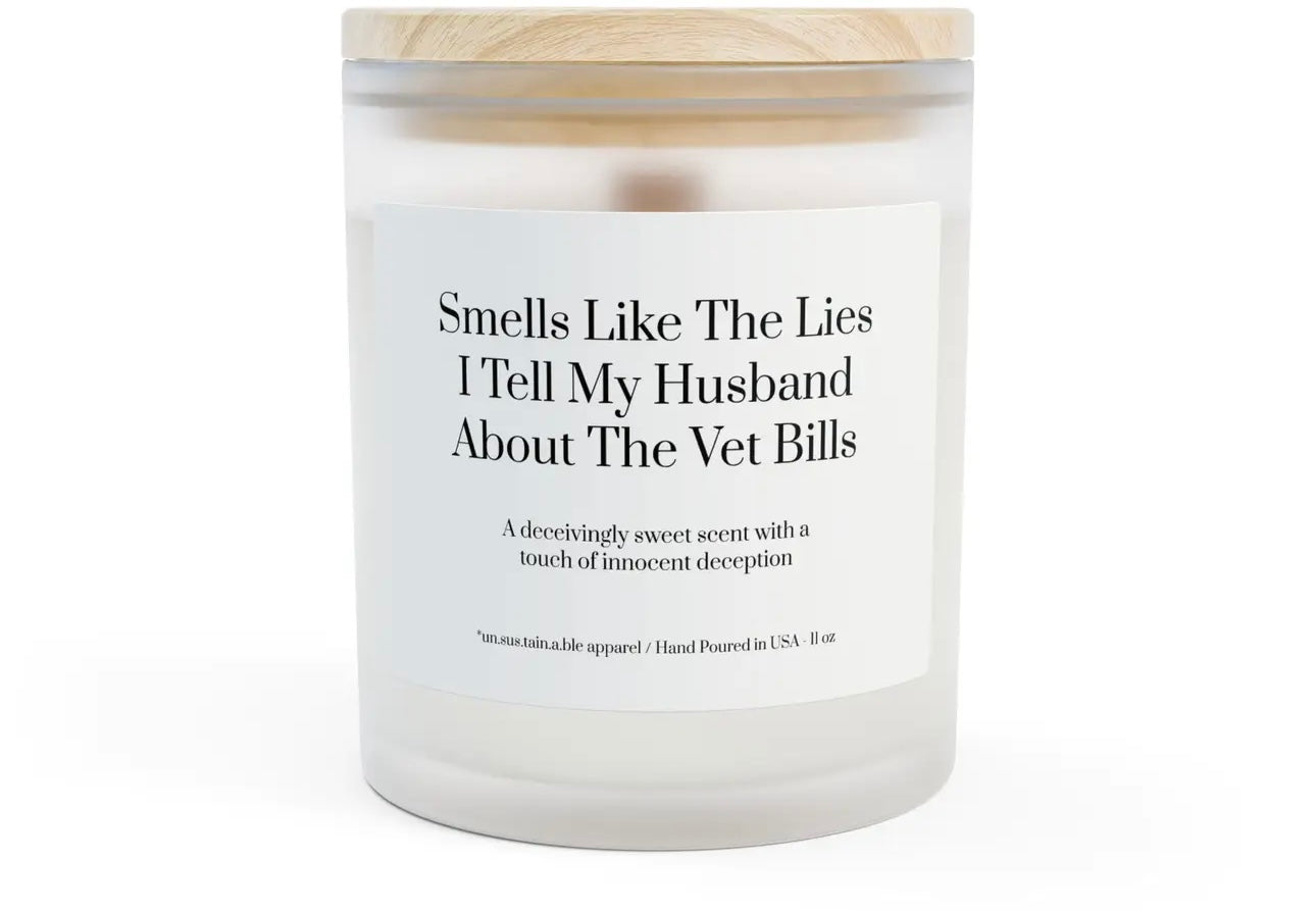 Lies I tell my husband about vet bills candle