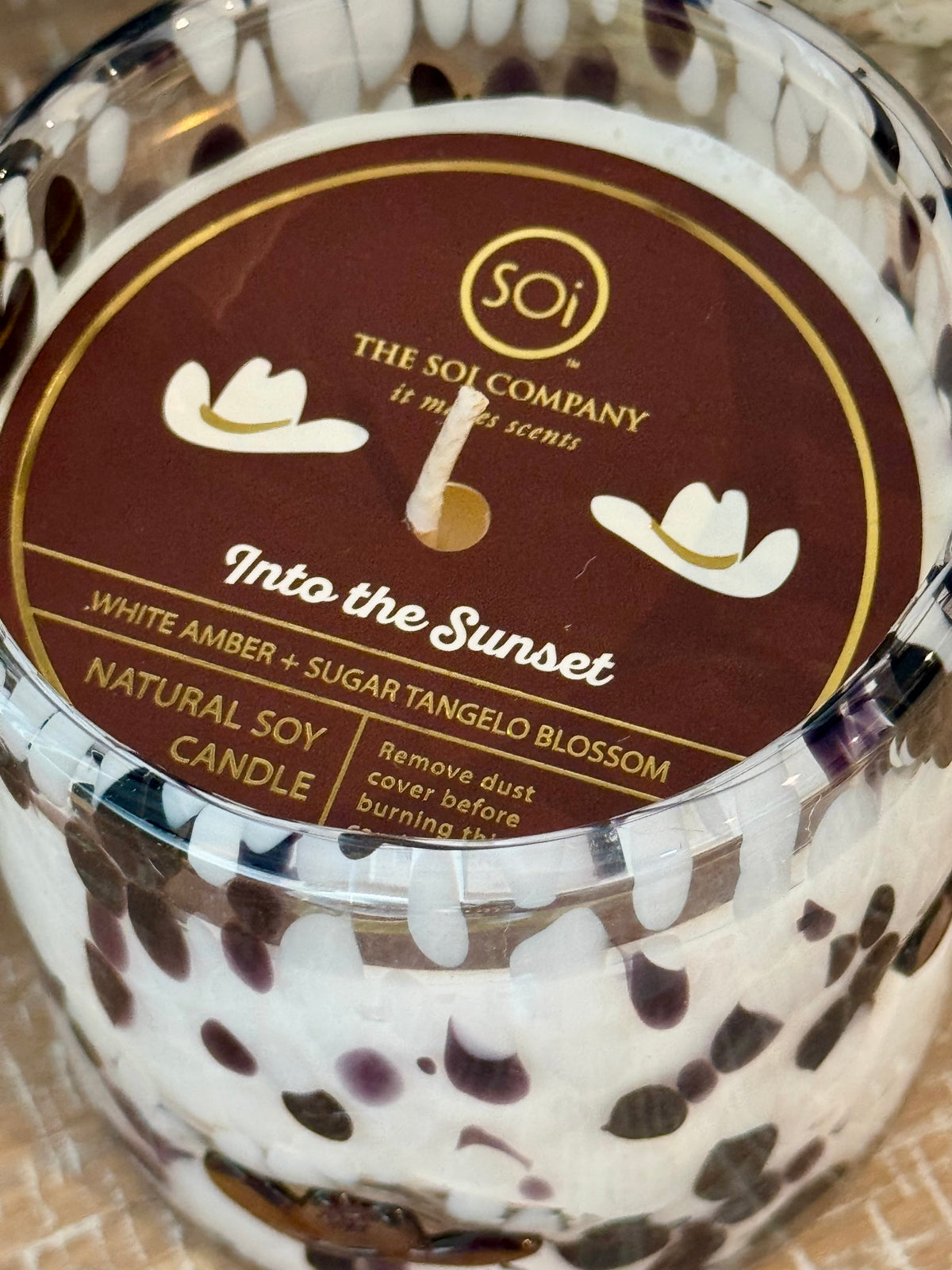 Into the sunset cowboy hat candle