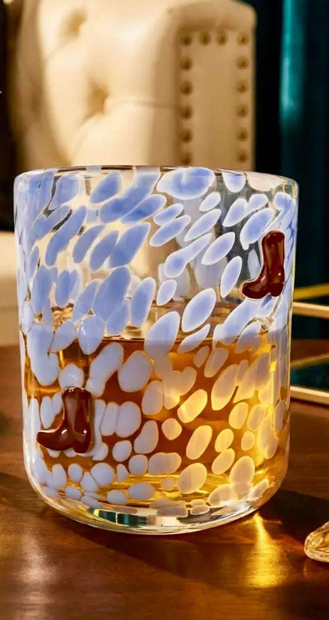 Cowboy boot icon glass tumbler 13oz