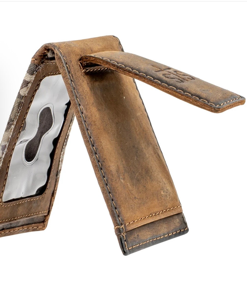 STS Bull camo money clip card wallet