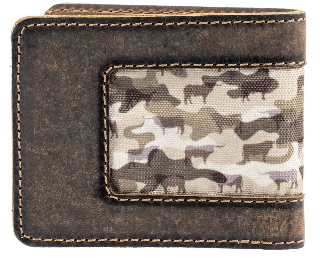 STS bull camo bifold wallet