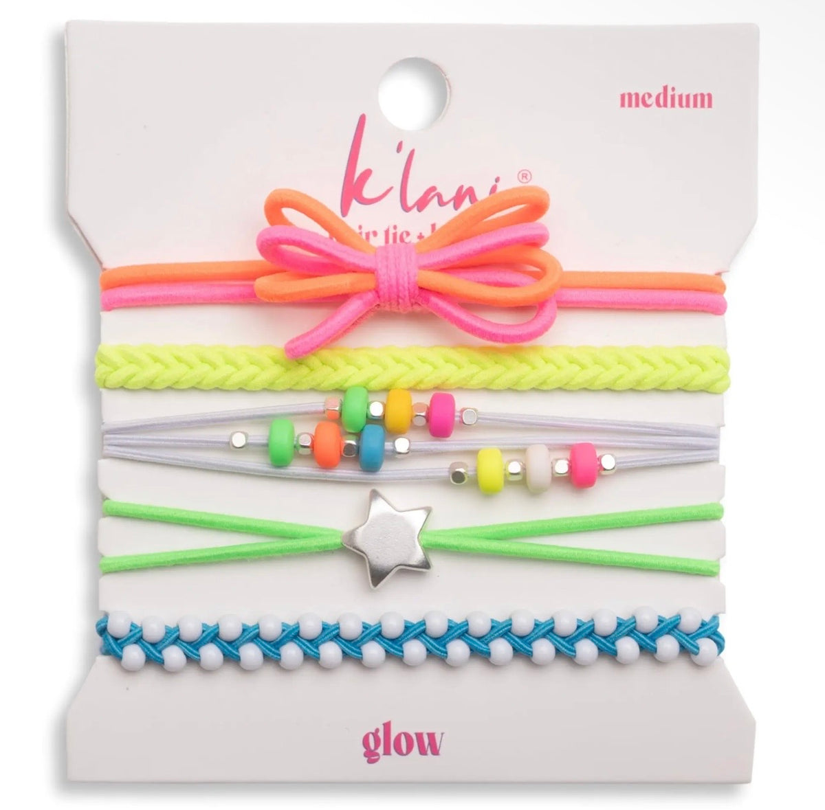 Glow hair tie bracelet set