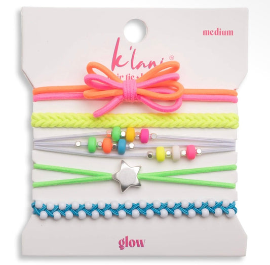 Glow hair tie bracelet set