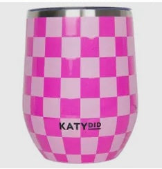 Pink checkered wine tumbler