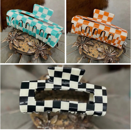 Funky Frontier checked hair claws