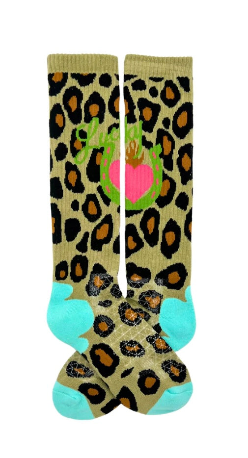 Lucky Chuck Leopard diva boot socks