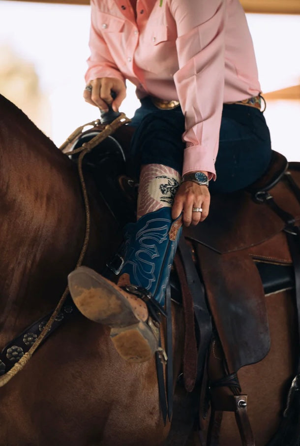 Lucky Chuck fringe bucking dusty pink boot sock