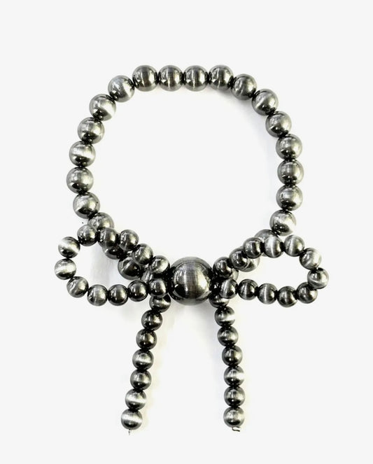 Western pearl ribbon stretch bracelet