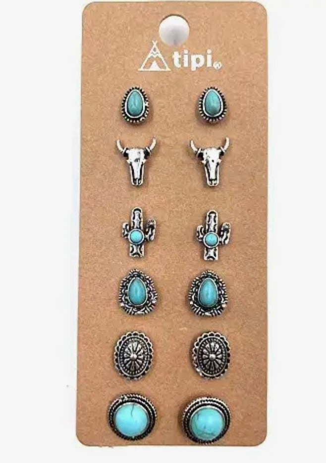 Dainty turquoise earring pack