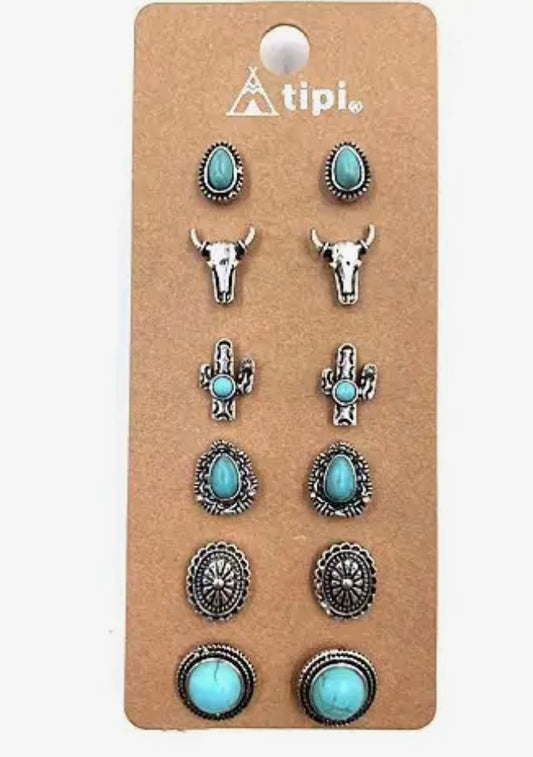 Dainty turquoise earring pack