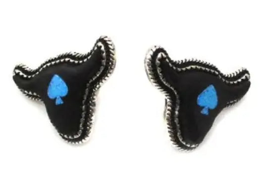 Western spade cow head stud earrings