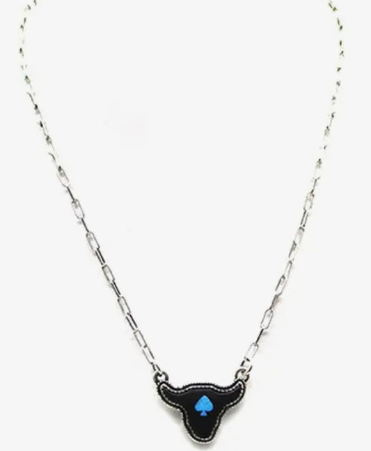Western spade cow necklace