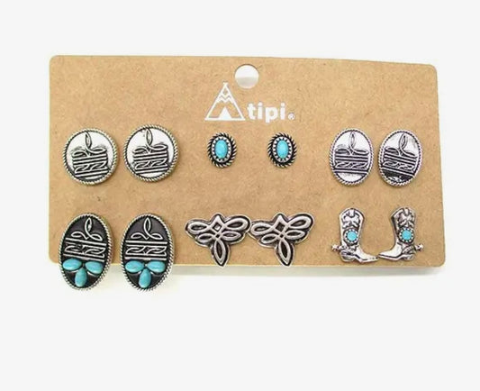 6pk stud earrings