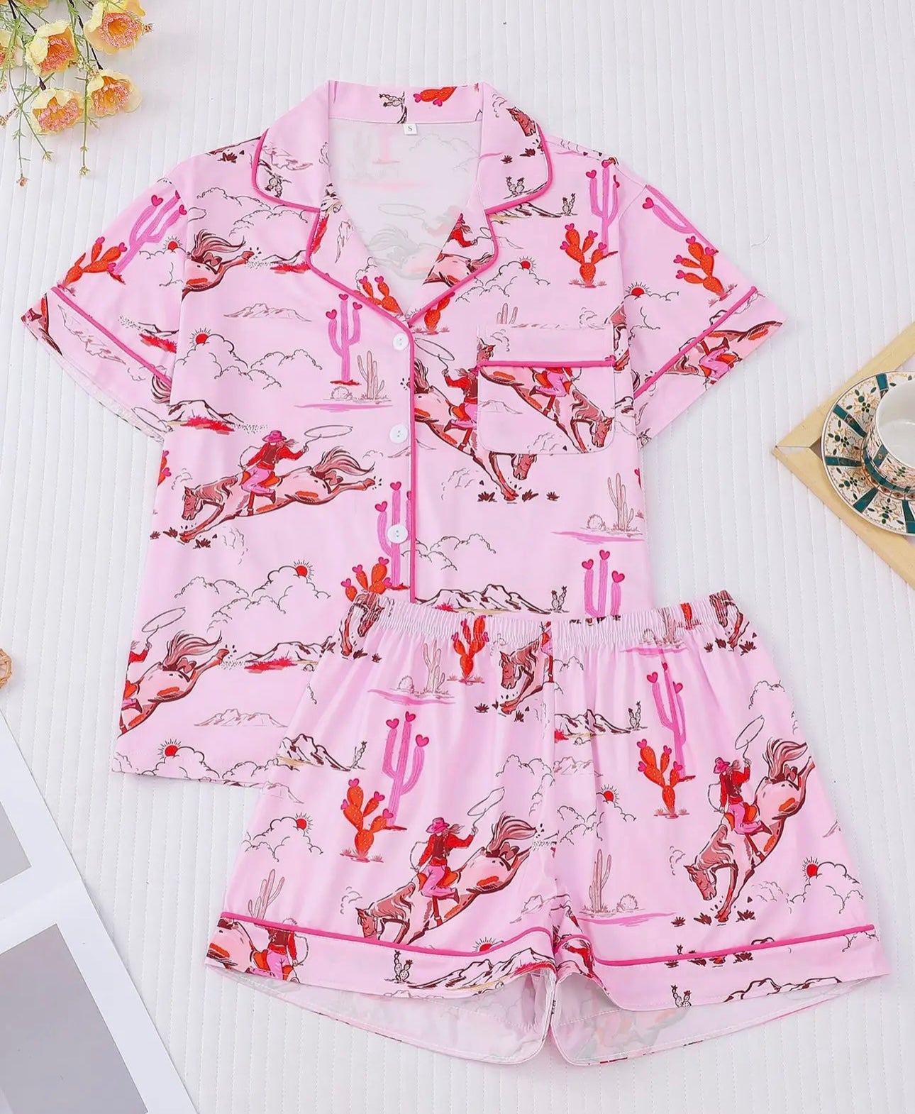 Pink cowgirl 2 pc pajama set