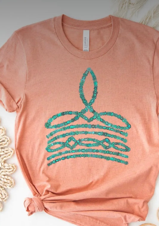 Turquoise boot stitch tee