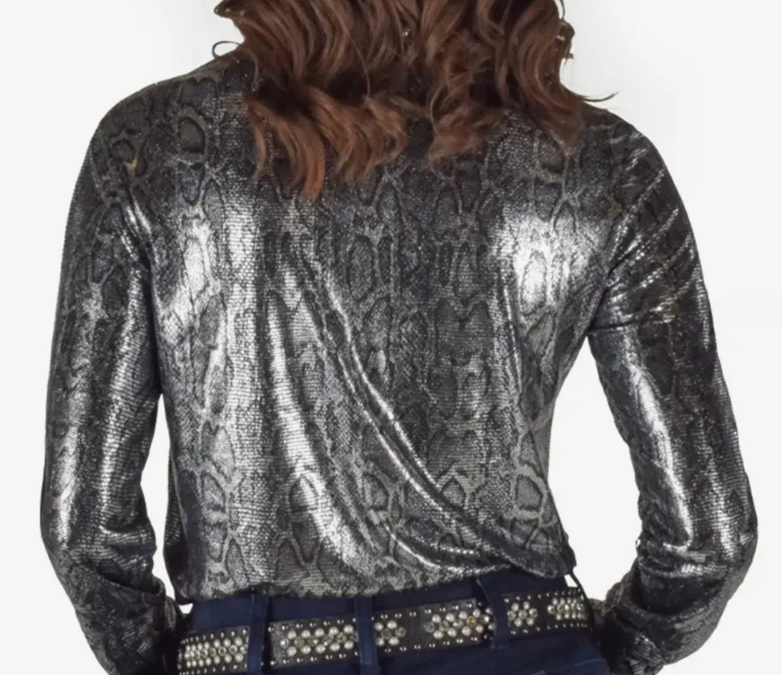 Cowgirl Tuff Silver shimmer snake pullover