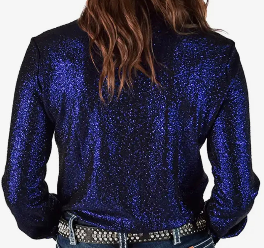 Cowgirl Tuff Royal blue shimmer pullover