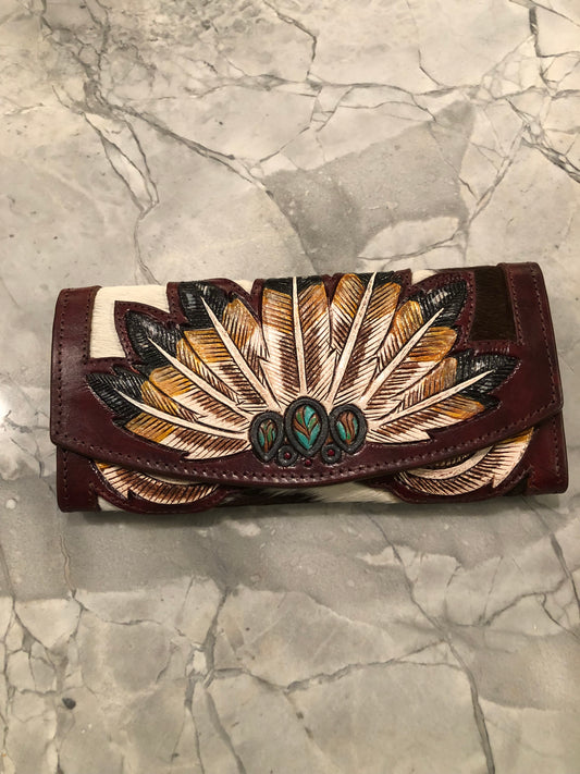 The Hunters wife cowhide tooled leather wallet