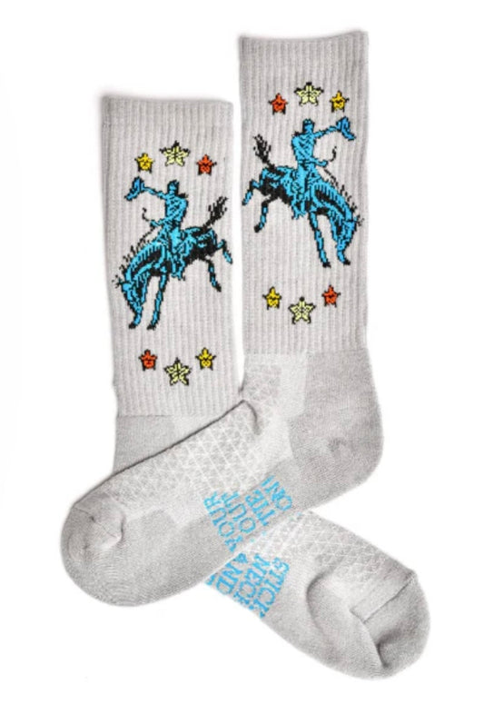 Lucky Chuck fringe long live grey socks