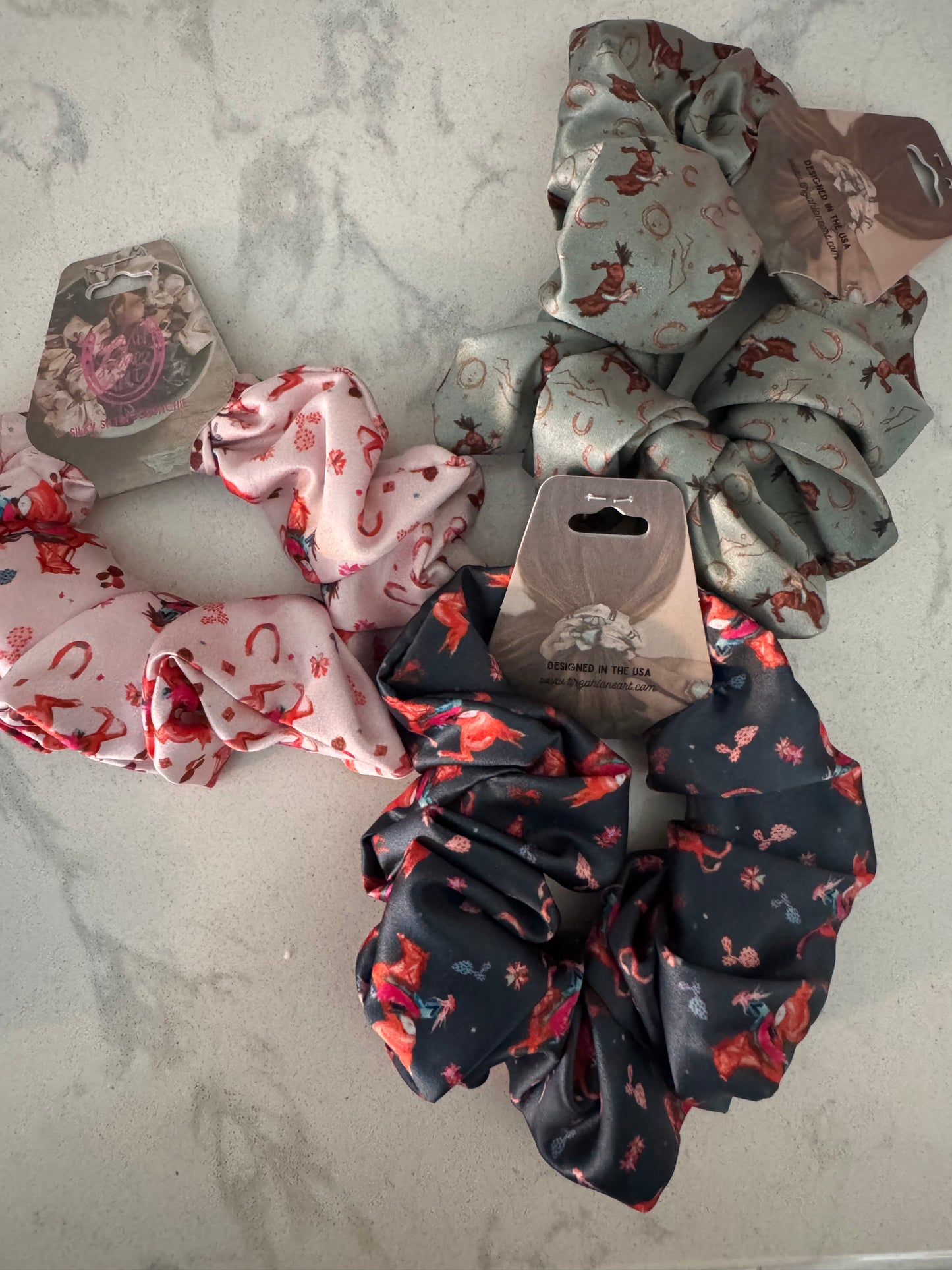 Western print scrunchies