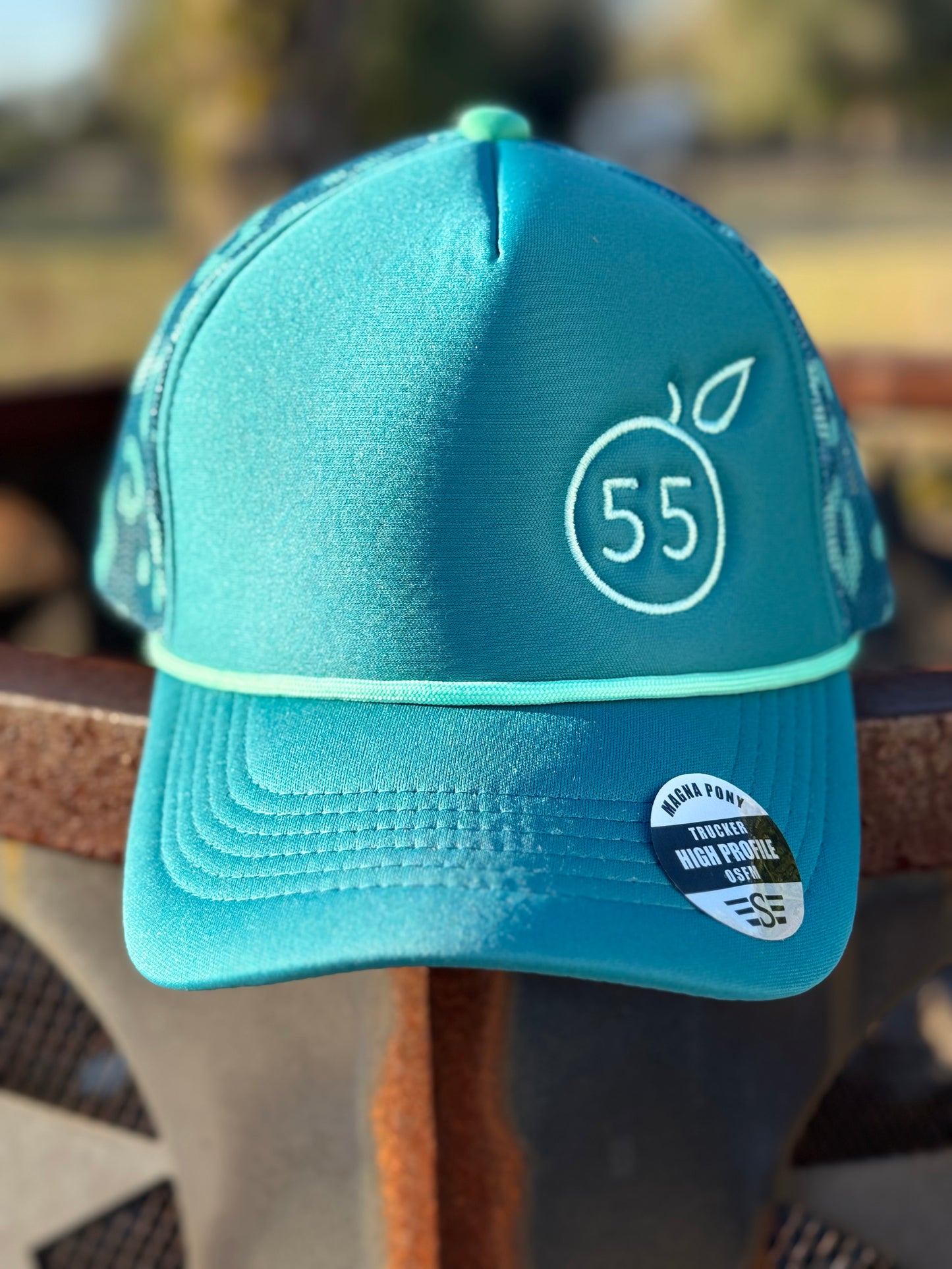 55 Branded mint and turquoise hat