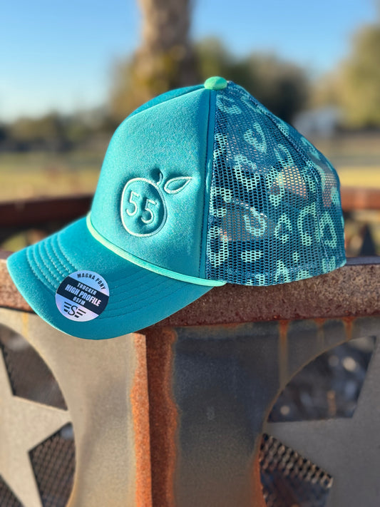 55 Branded mint and turquoise hat