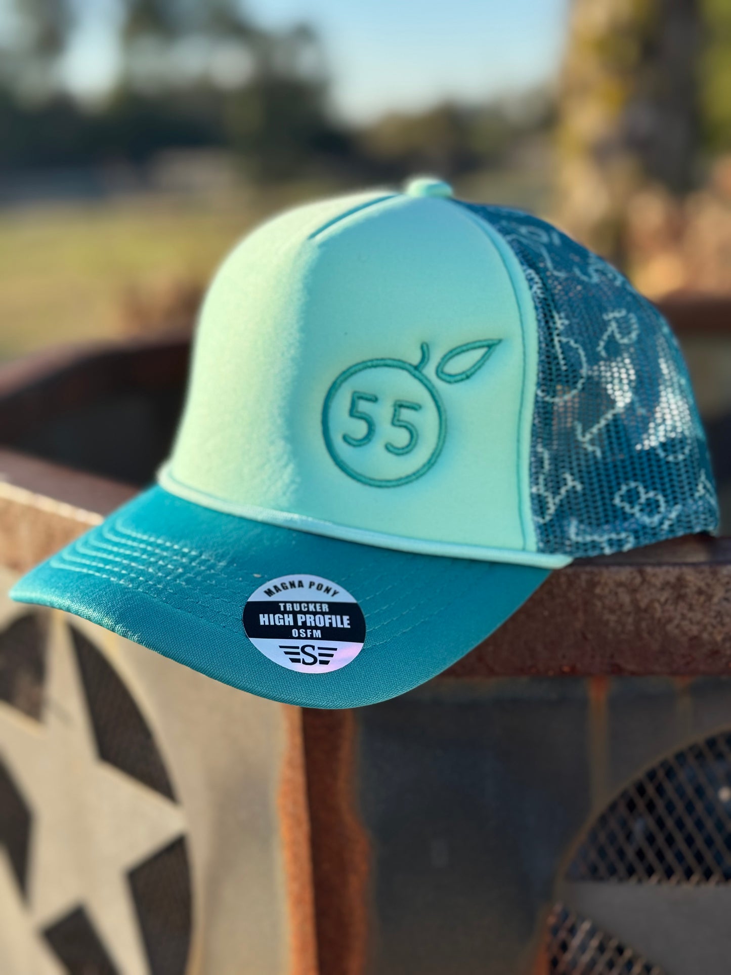 55 Branded turquoise brand hat