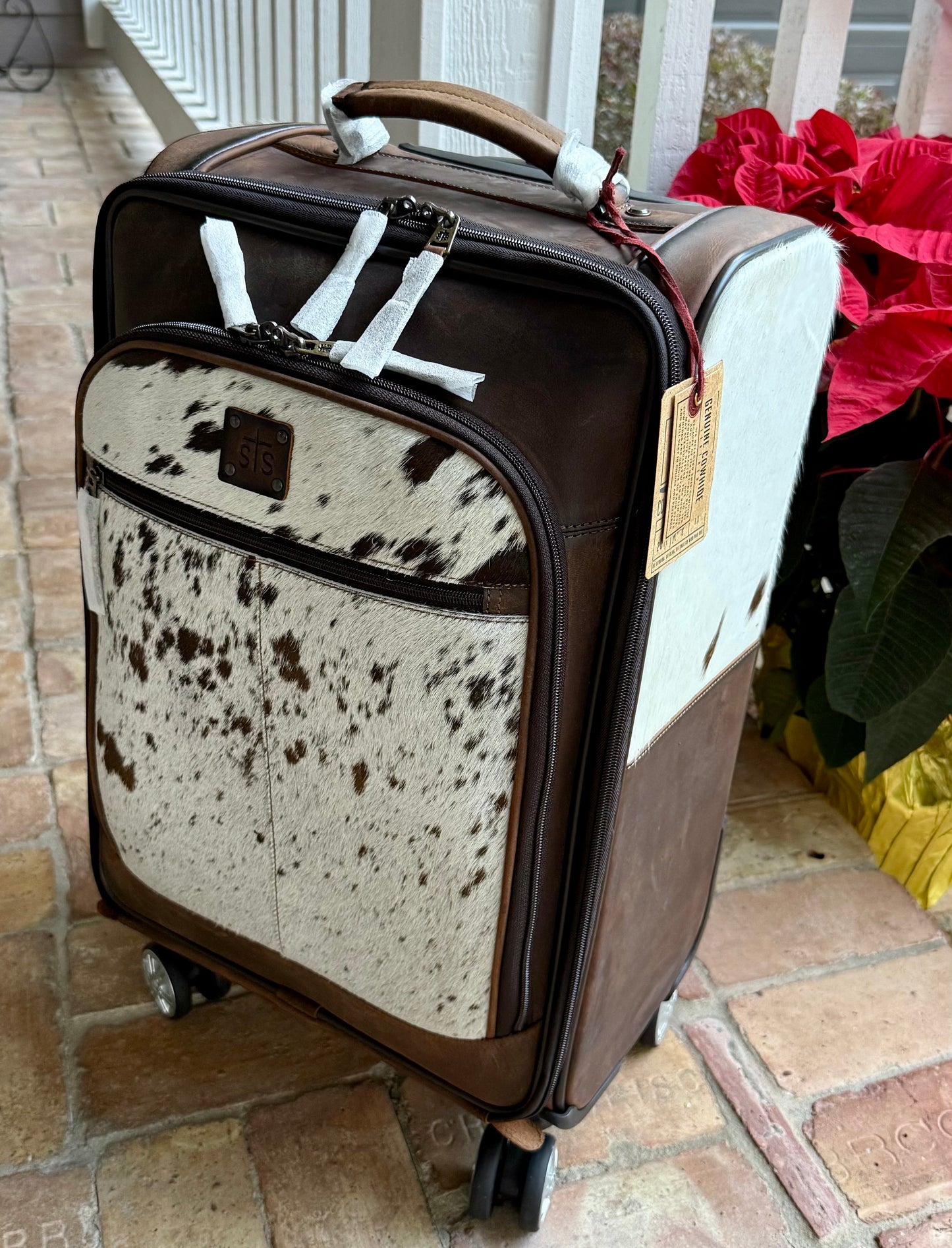 STS cowhide rolling suitcase 4