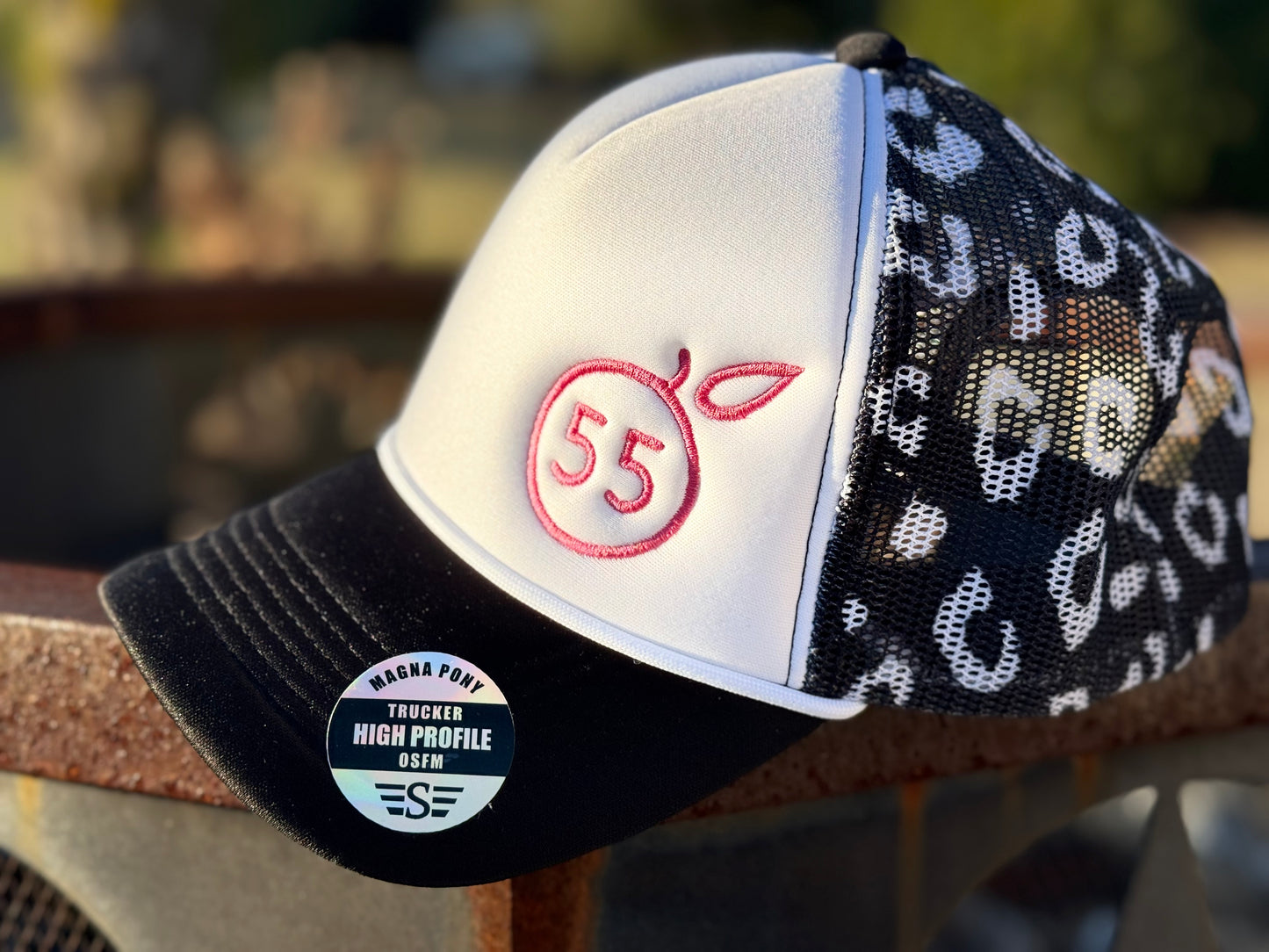 55 Branded black white and pink hat