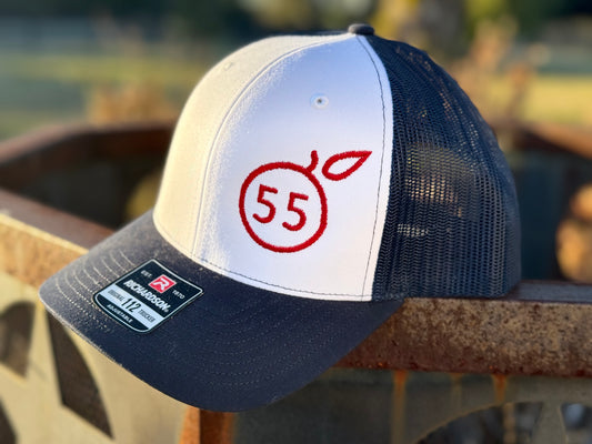 55 Branded red white and blue hat