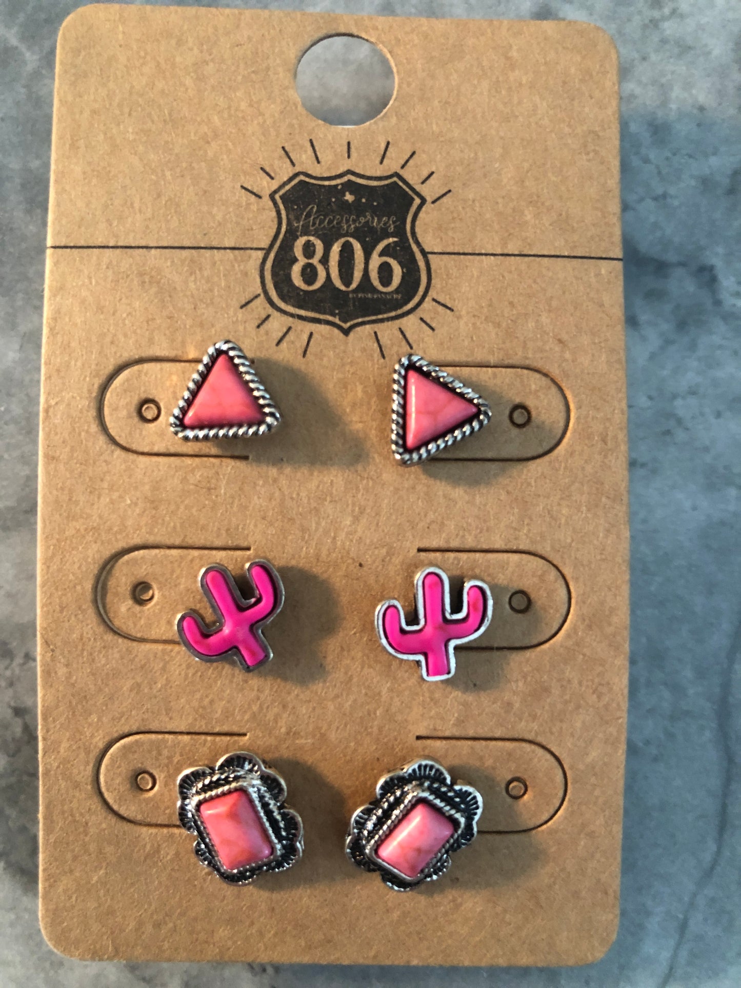 Fuschia stud trio pack