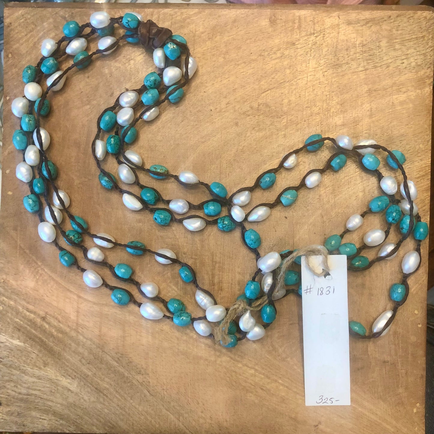 Turquoise and Pearl triple strand #1831