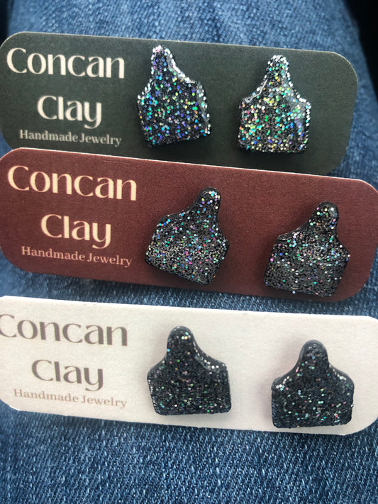 Concan clay livestock tag stud earrings