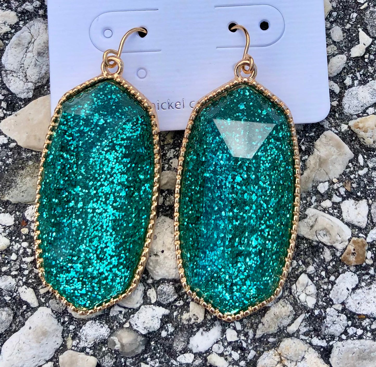 Turquoise glitter dangles