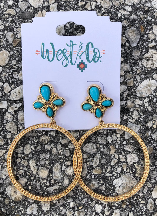 West and Co gold and turquoise hoops
