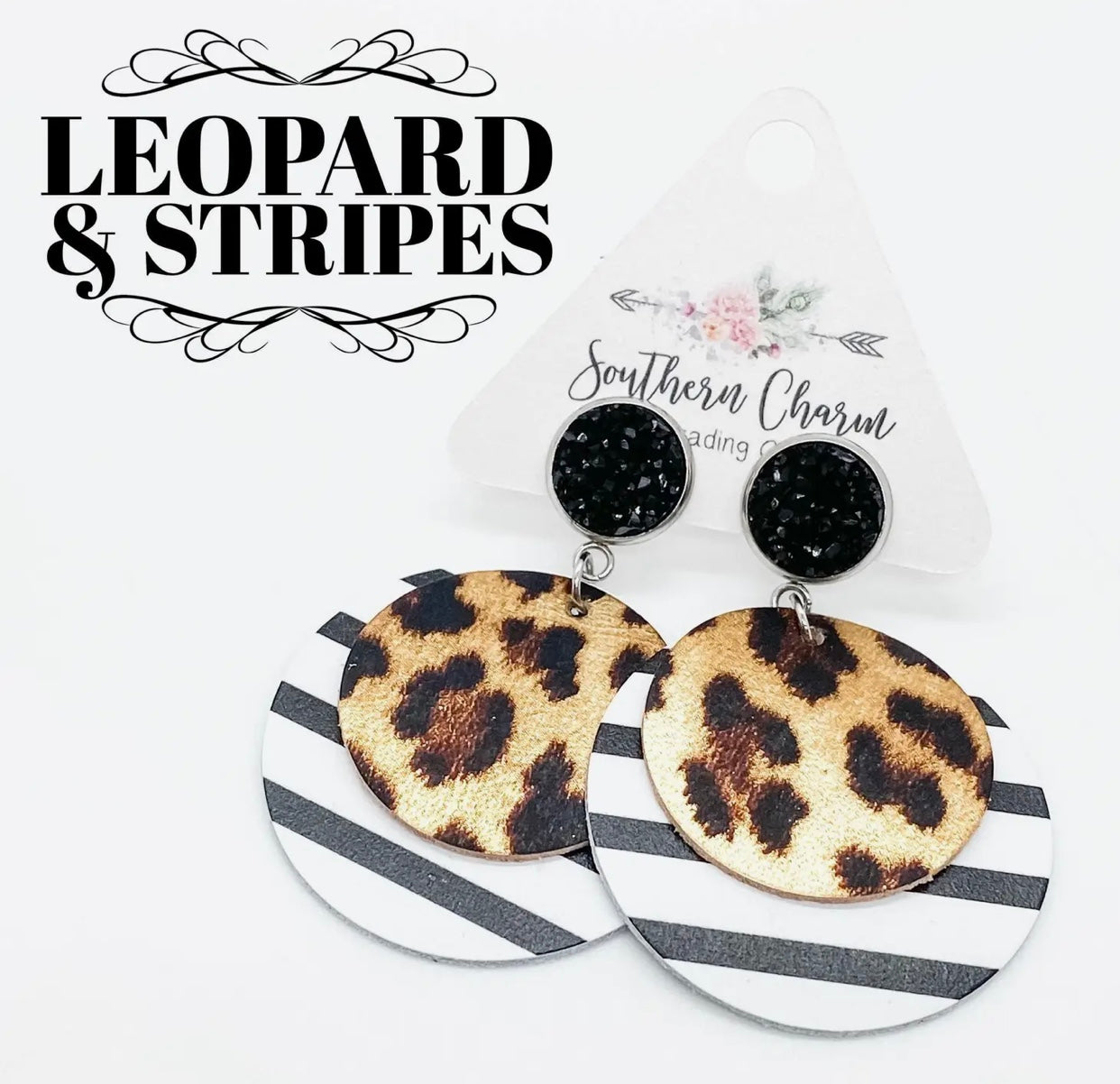Leopard and stripes earrings