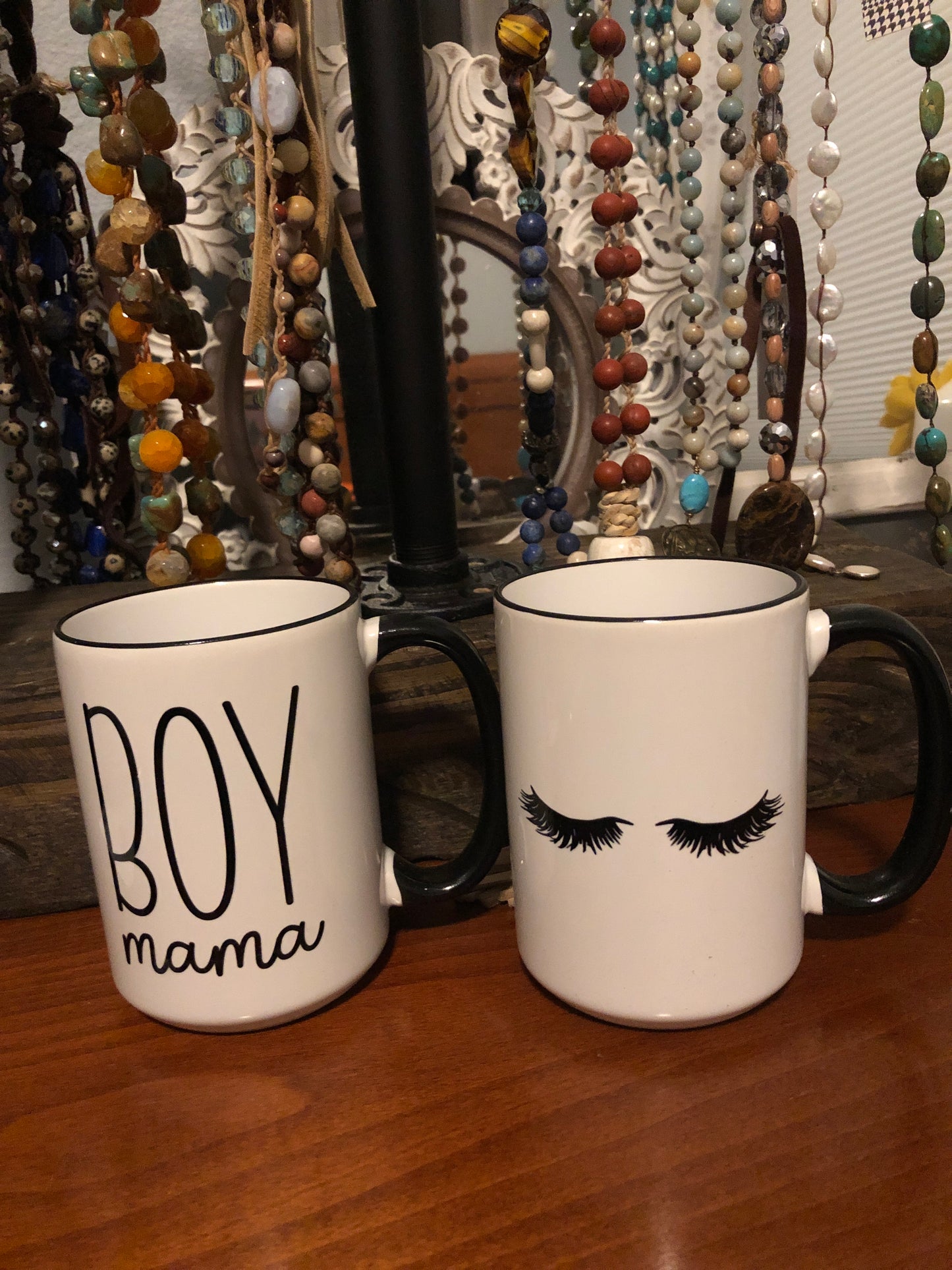 Black and white coffee mugs